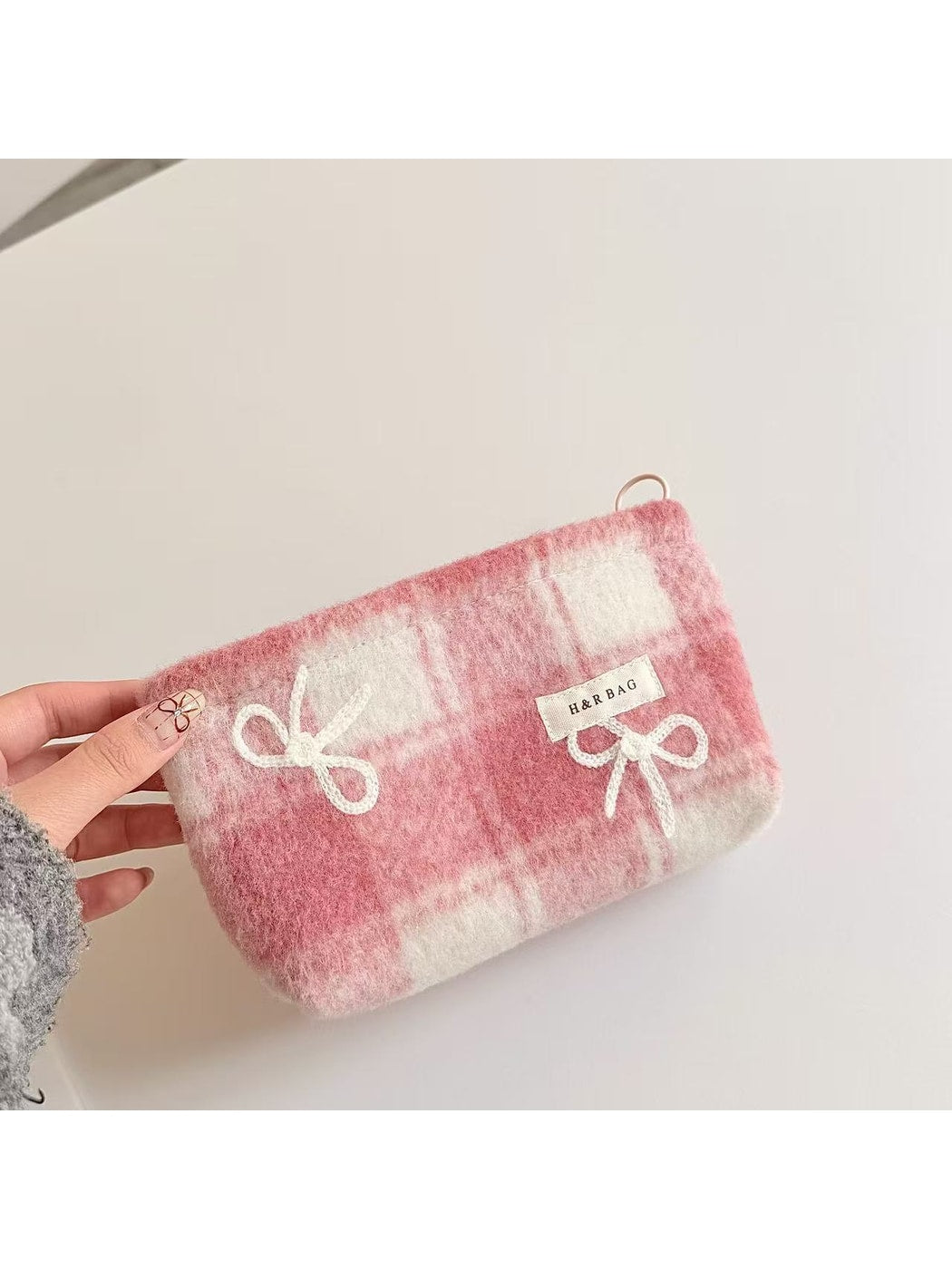 Cosbai - Bow Print Handheld Women's Makeup Bag