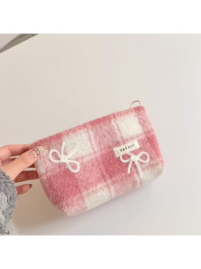Cosbai - Bow Print Handheld Women's Makeup Bag