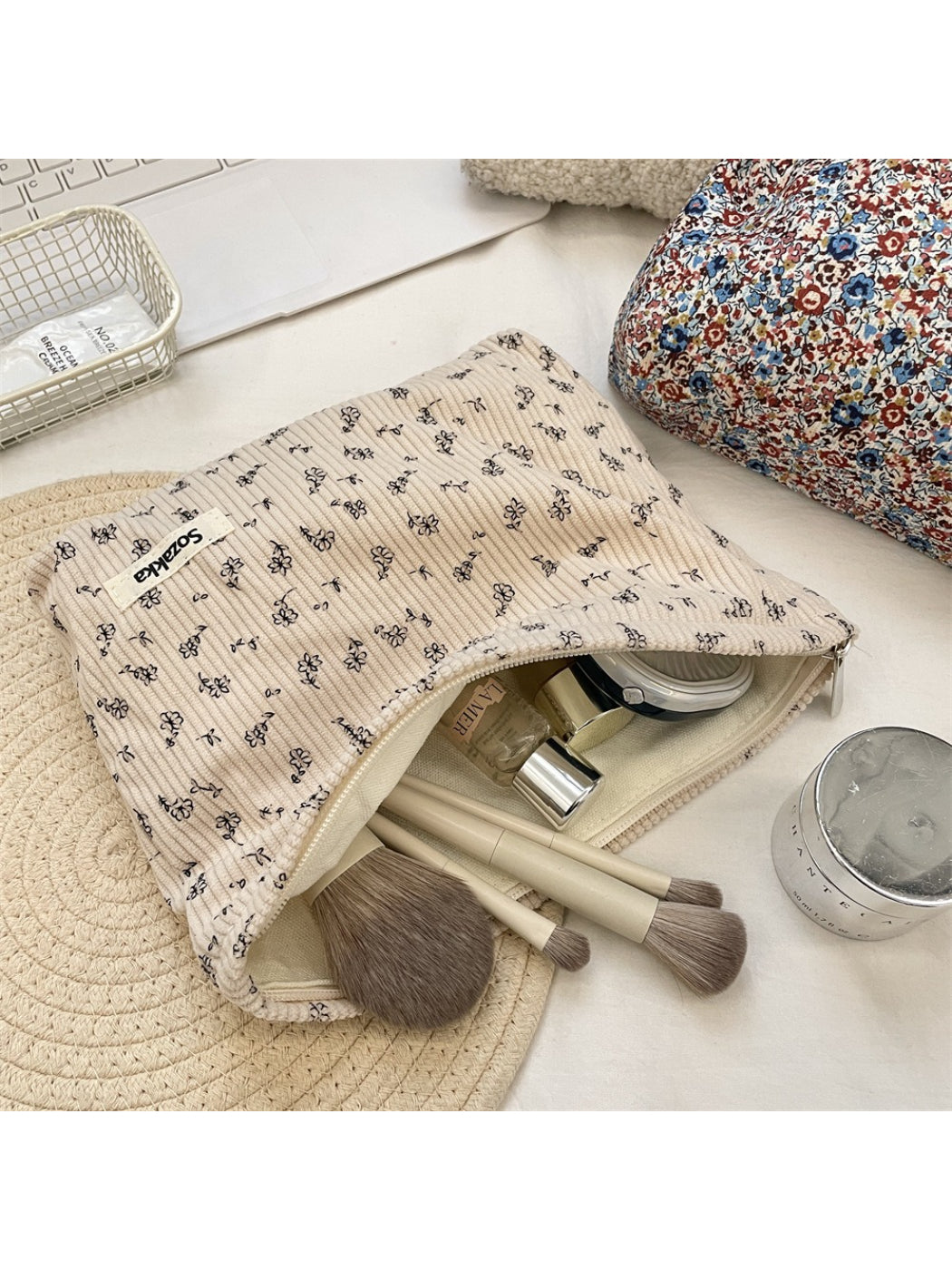 Cosbai - Retro Floral Cosmetic Pouch