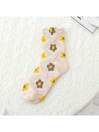 Rufia - Vintage Flower Grid Crew Socks product image 1
