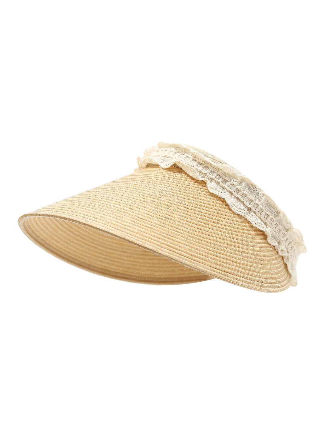 Haila - Elegant Lace Trim Wide Brim Visor Cap