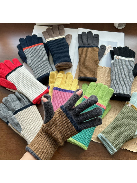 Gloving - Mixed Color Ribbed Finger-Opening Gloves