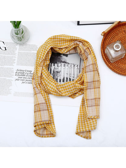 Scarvii - Geometric Plaid Rectangular Long Scarf