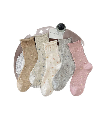 Rufia Ruffle Mesh Floral Mid Calf Socks product image