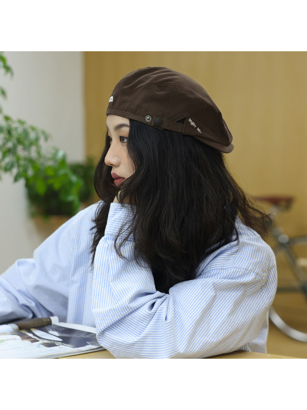 Haila - Embroidered Side Button Flat Cap