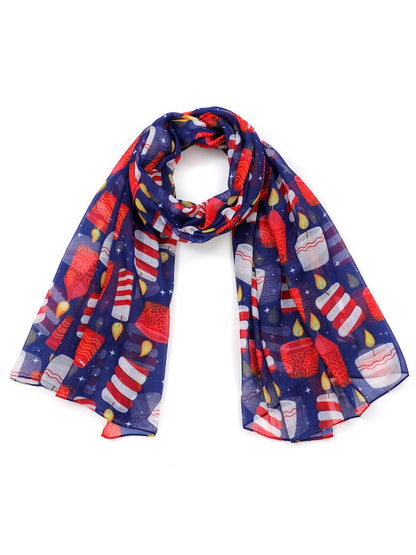 Scarvii - Christmas Red Candle Print Scarf