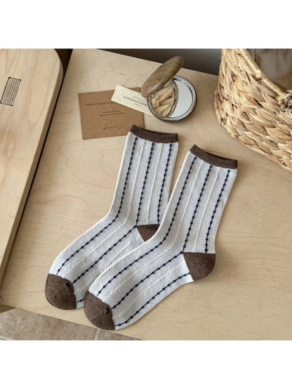 Rufia - Narrow Stripe Contrast Crew Socks