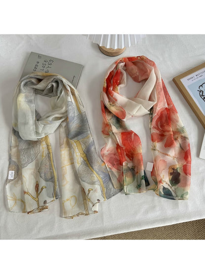 Scarvii - Floral Print Simple Styling Scarf
