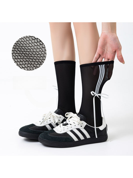 Rufia - Striped and Bow Patterns Crew Socks