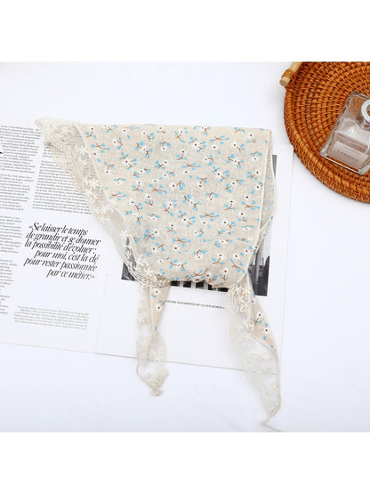 Scarvii - Pastoral Floral Print Triangle Bandana