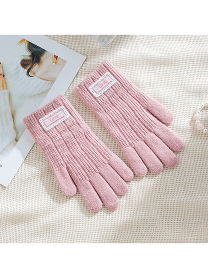 Gloving - Fuzzy Texture Ribbed Cuff Gloves
