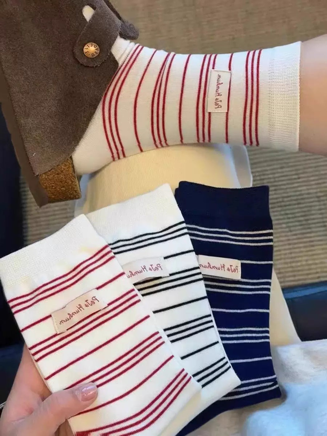 Rufia - Lightweight Thin Stripe Crew Socks