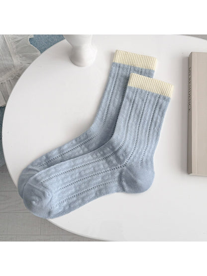 Rufia - Color Block Mesh Detail Women's Crew Socks