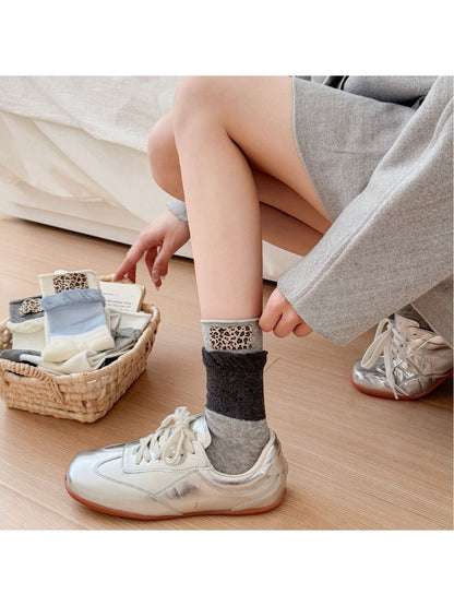 Rufia - Leopard Color Block Crew Socks