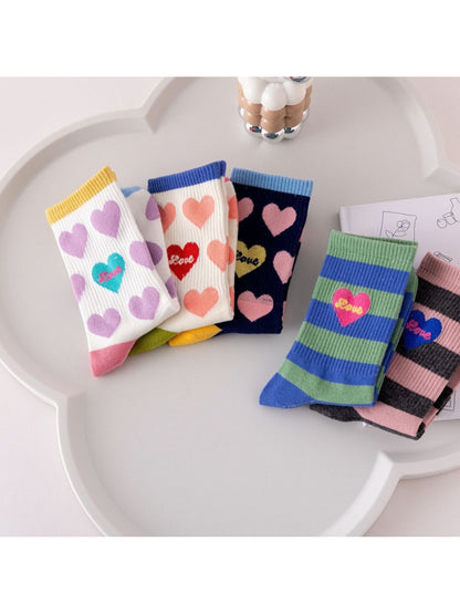 Rufia - Playful Heart Print Crew Socks