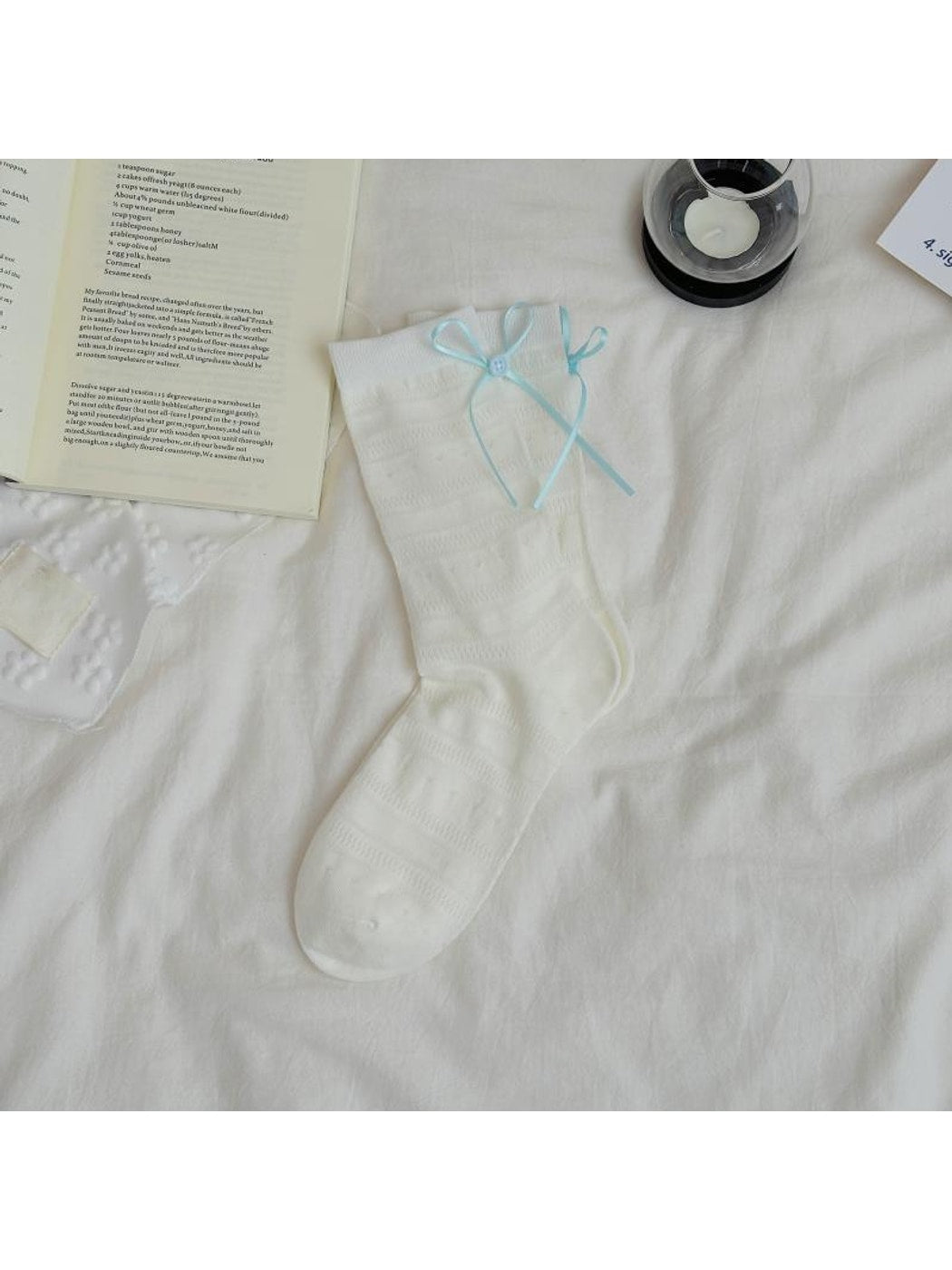 Rufia - Sweet Bow Detail Openwork Crew Socks