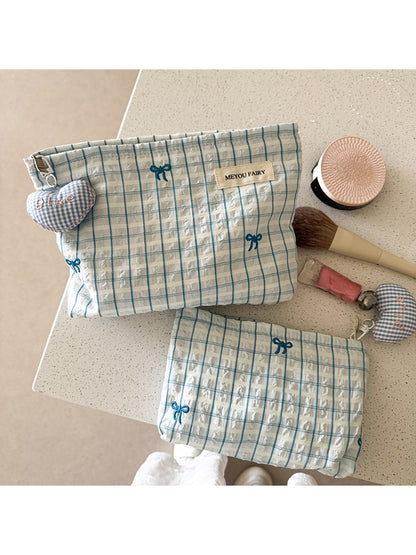 Cosbai - Women's Plaid Zippered Cosmetic Bag