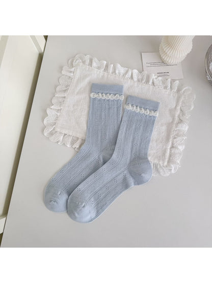 Rufia - Ruffle Trim Bow Detail Women's Crew Socks