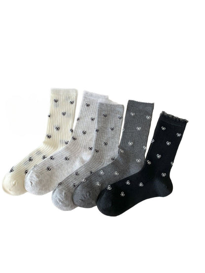Rufia - Spring Casual Bow Accent Crew Socks