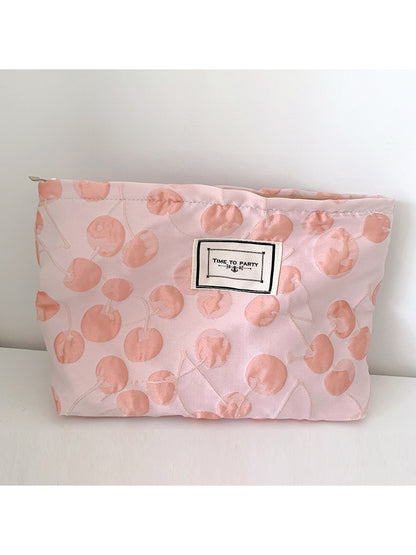 Cosbai - Floral Jacquard Zipper Makeup Organizer Bag