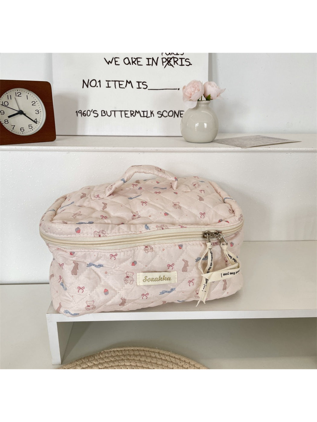 Cosbai - Quilted Travel Makeup Bag