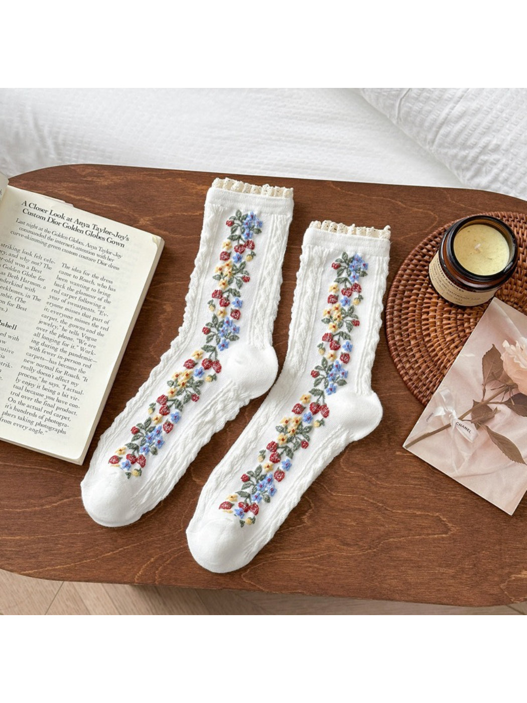 Rufia - Garden Trail Embroidered Crew Socks
