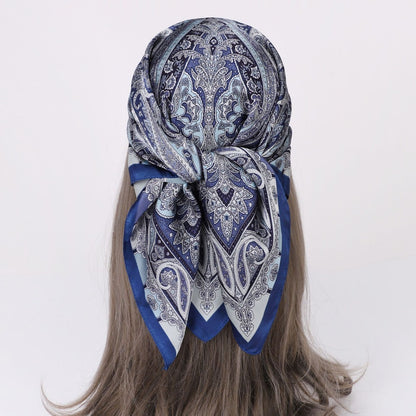 Scarvii - 27.5" Paisley Print Square Scarf - Classic& Elegant