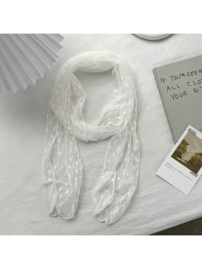 Scarvii Romantic Mesh Neck Scarf styled with a white blouse on a model