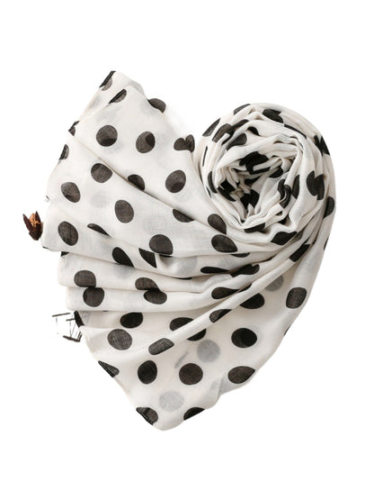 Scarvii Everyday Polka Dot Scarf laid flat showing full rectangular shape and pattern