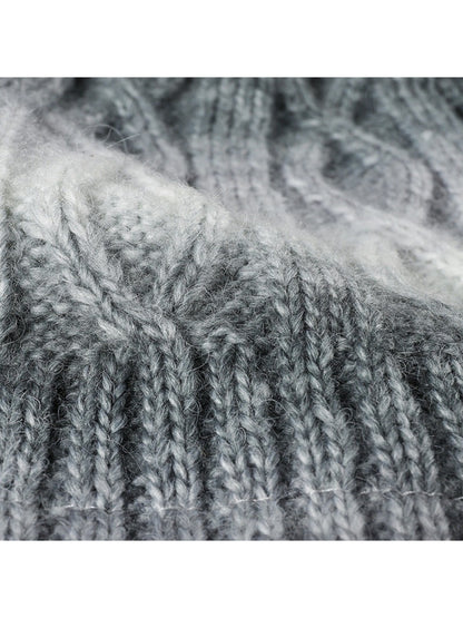 Haila - Gradient Cable Knit Pom Beanie
