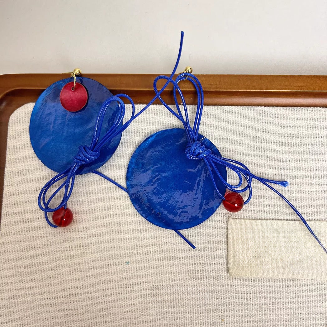 Earwish - Bold Klein Blue & Red Earrings - Eye-Catching
