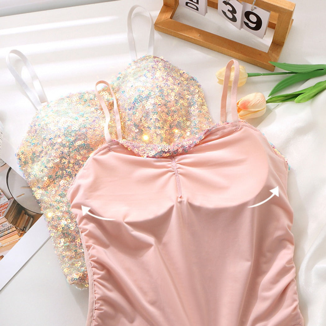 Vesty - Glitter Strappy Party Top With Built-In Padding