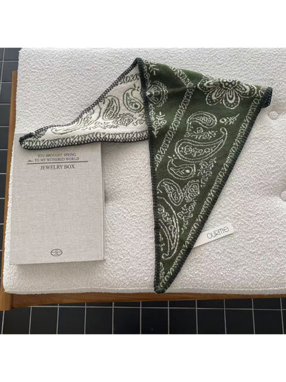 Scarvii - Paisley Contrast Stitch Trim Bandana Scarf