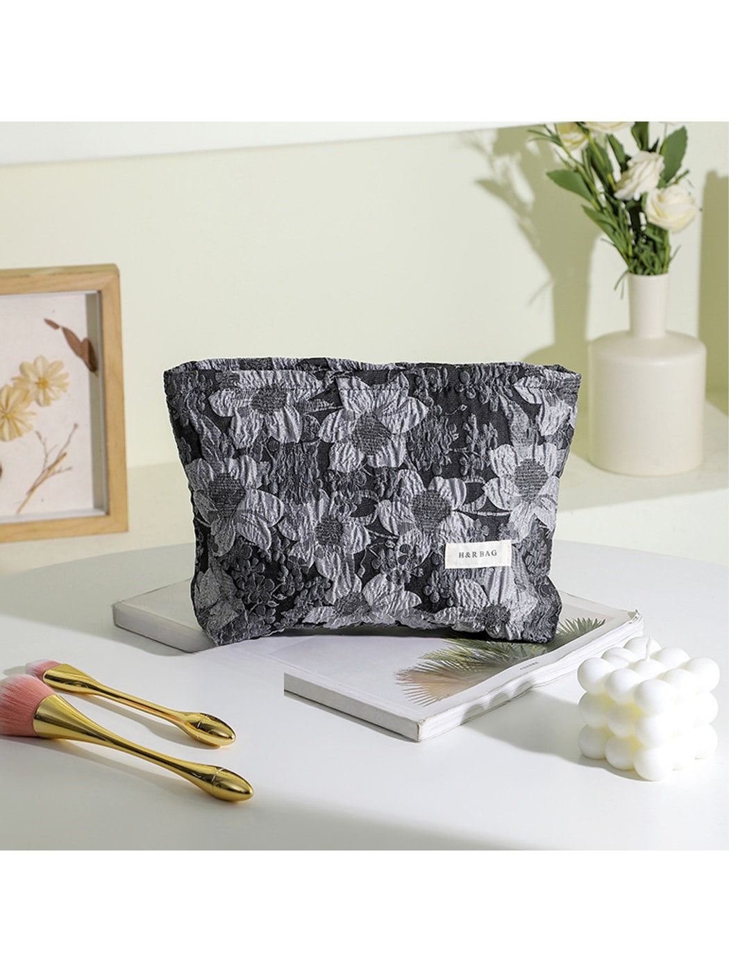 Cosbai - Floral Jacquard Toiletry Bag Cosmetic Pouch