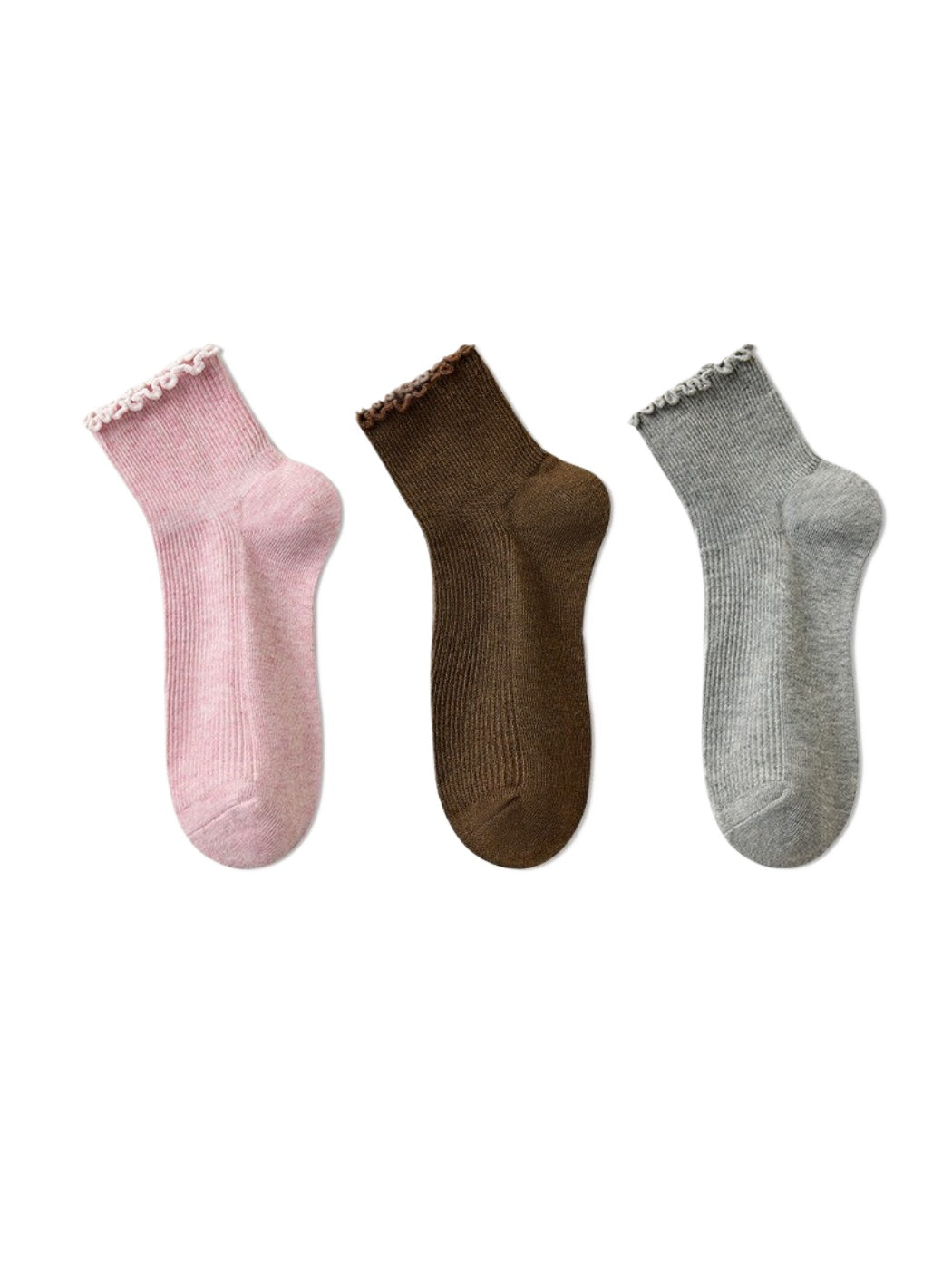 Rufia - Clean Ribbed Neutral Crew Socks