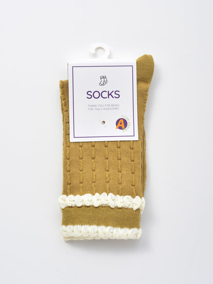 Rufia - Ruffle Trim Textured Knit Socks