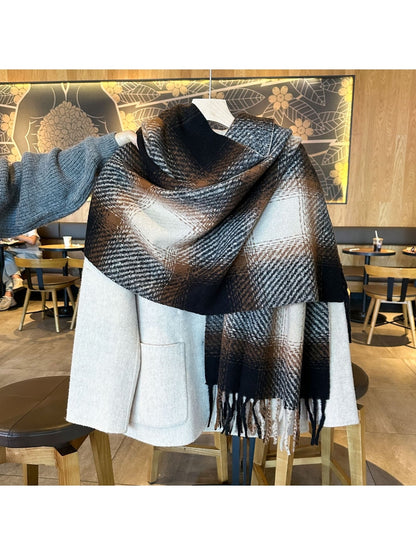 Scarvii - Bold Plaid Fringed Winter Scarf