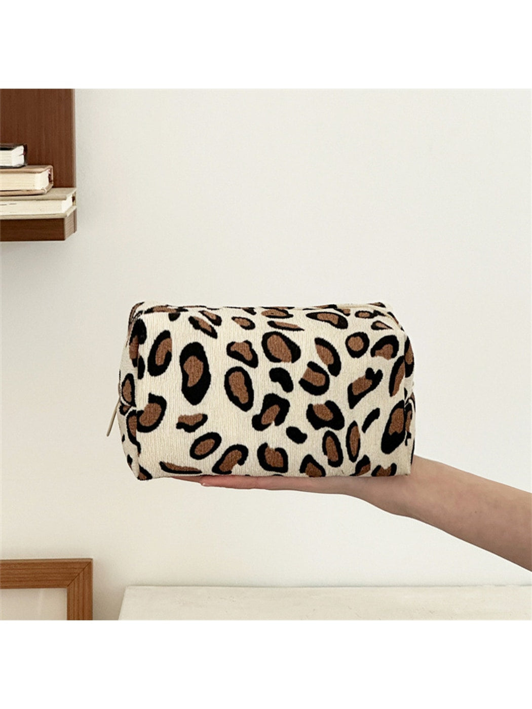 Cosbai - Leopard Print Zippered Rectangular Makeup Bag