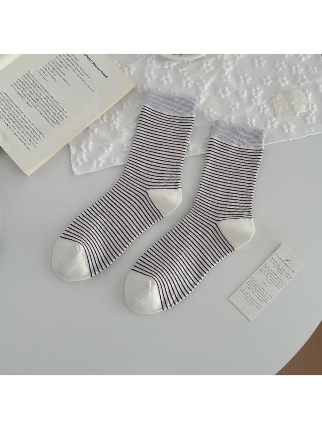 Rufia - Playful Dog Embroidery Ribbed Crew Socks