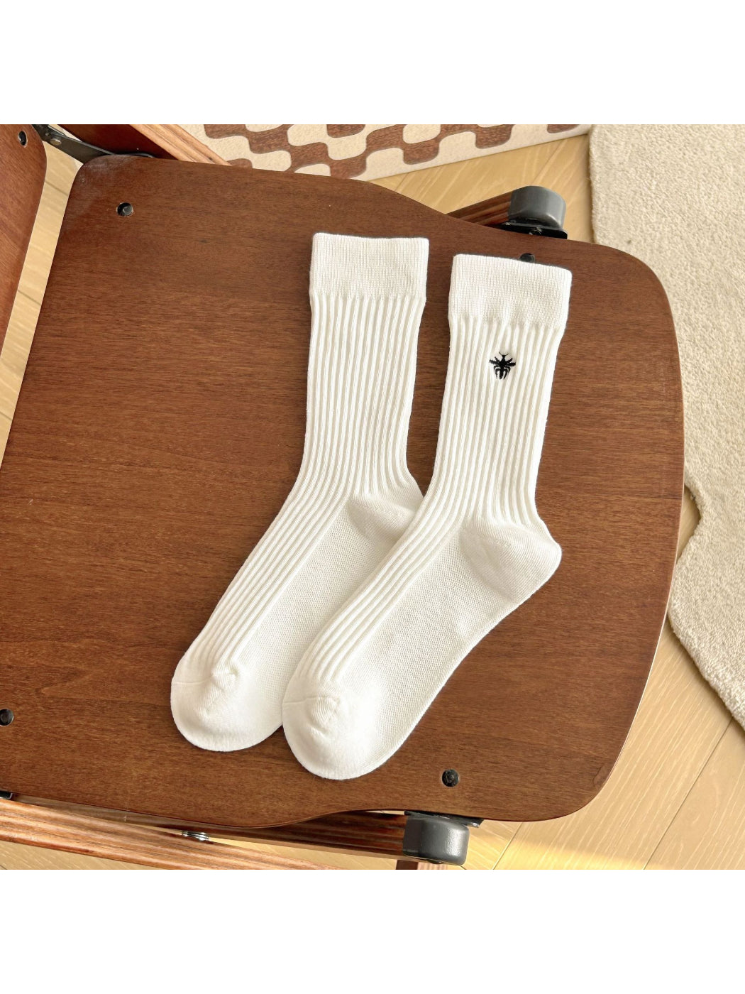 Rufia - Bee Embroidered Ribbed Crew Socks product image 4
