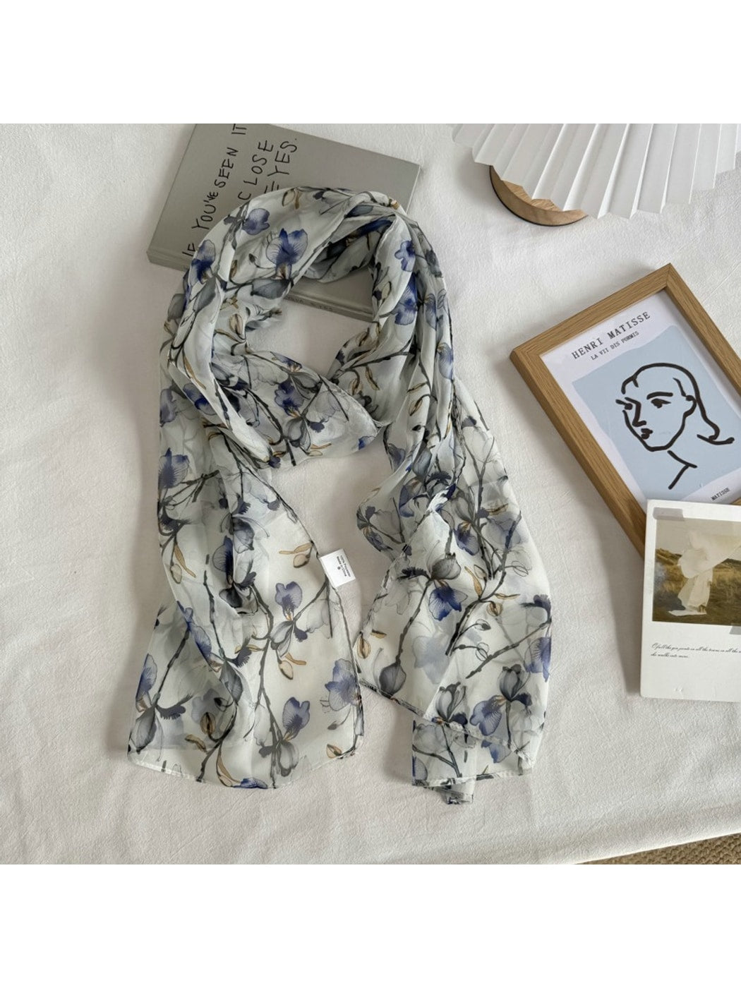 Scarvii - Floral Print Simple Styling Scarf