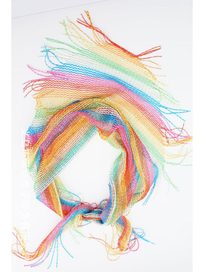 Scarvii - Rainbow Mesh Fringe Headscarf