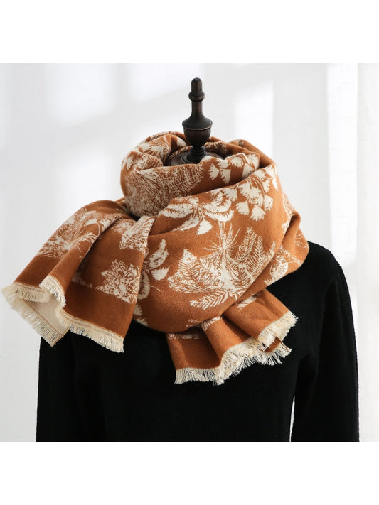 Scarvii - Botanical Bird and Butterfly Fringed Scarf