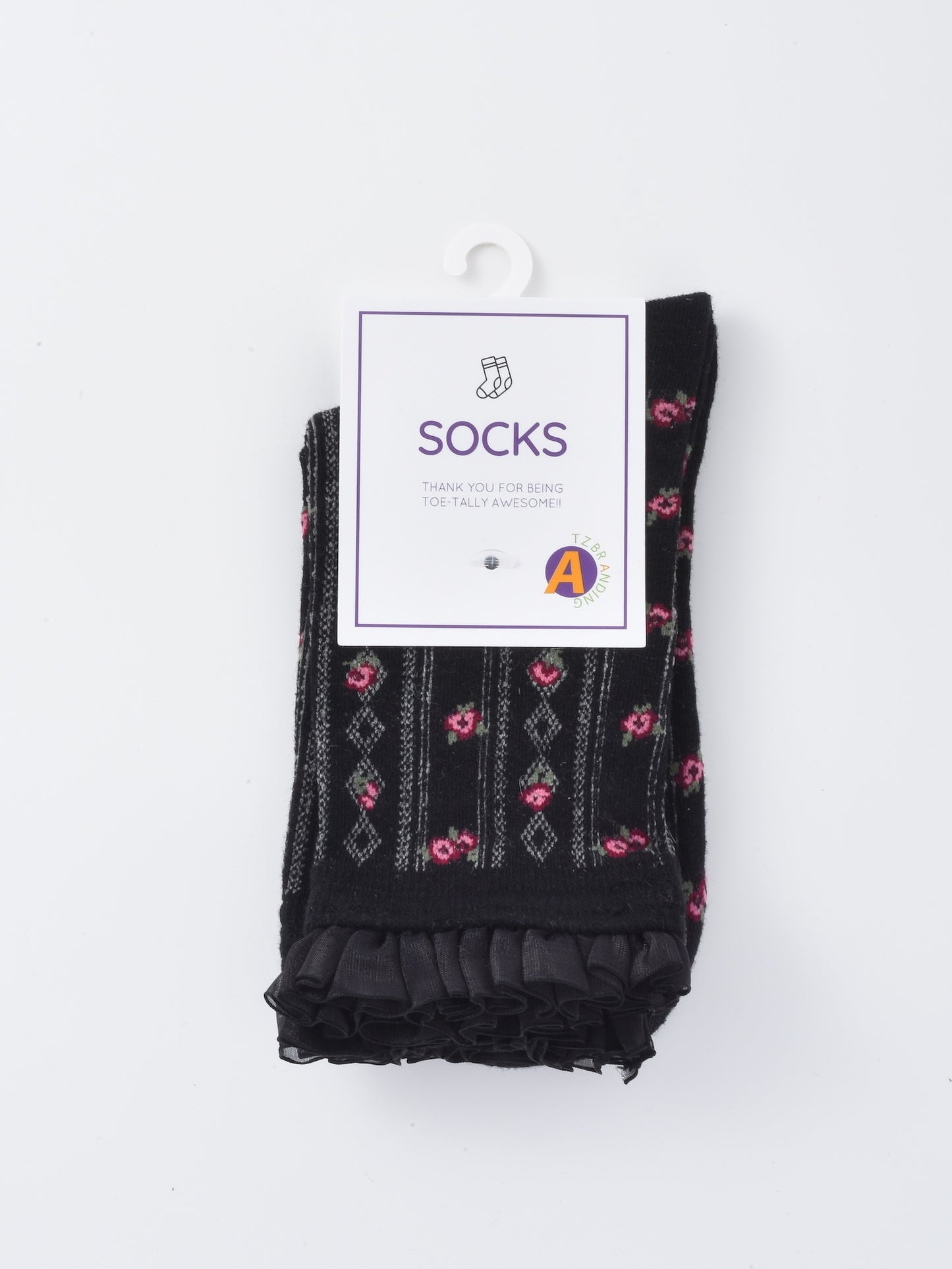 Rufia - Lace Ruffle Floral Knit Crew Socks