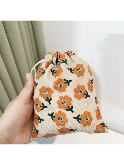 Cosbai mini floral drawstring pouch displayed on a white background