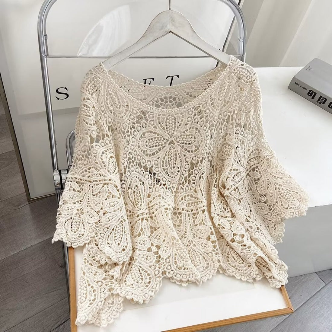 Crosa - Crochet Hollow-Out Pullover Top