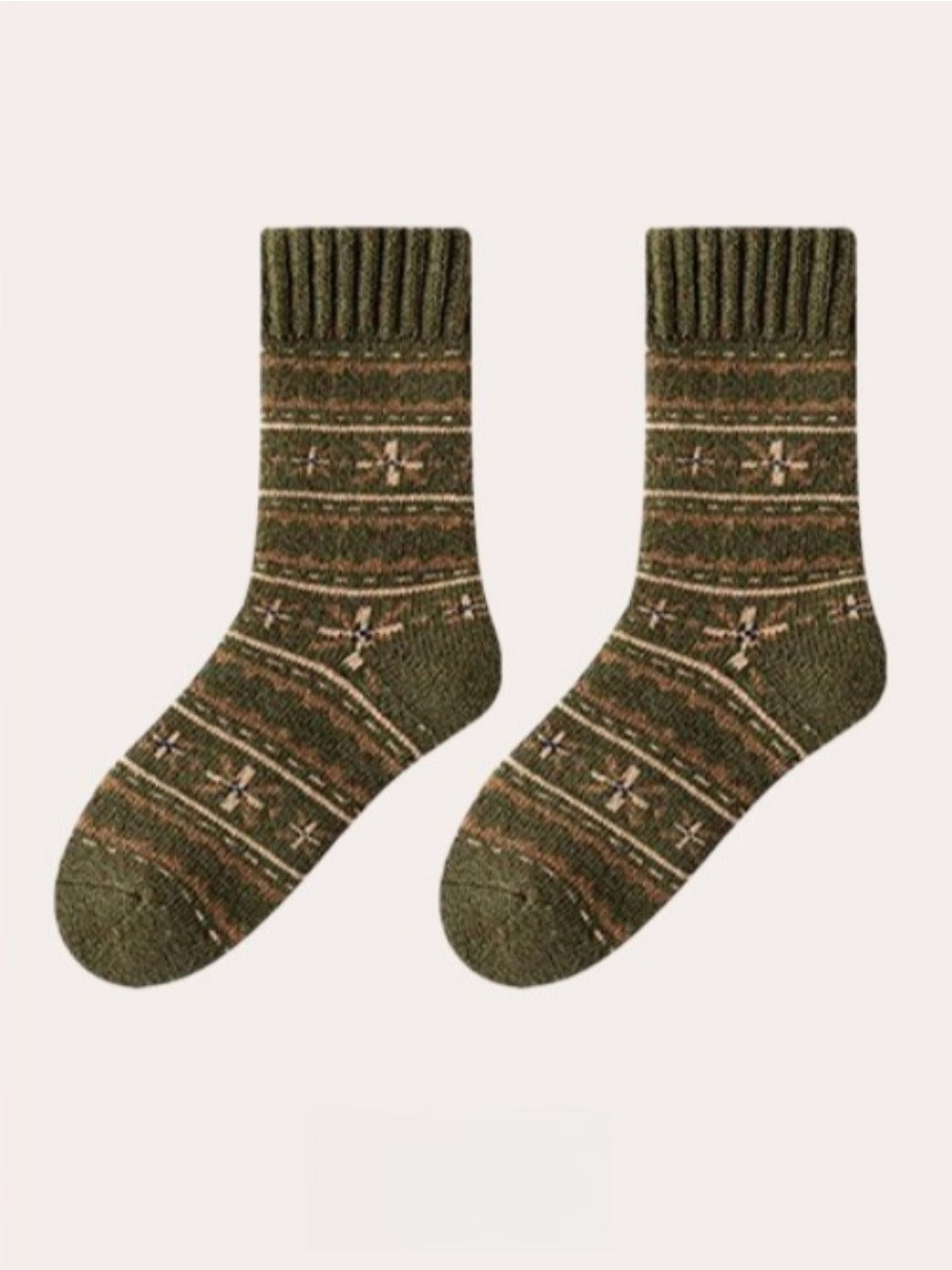 Rufia - Thick Bohemian Pattern Mid-Calf Socks - Soft & Warm