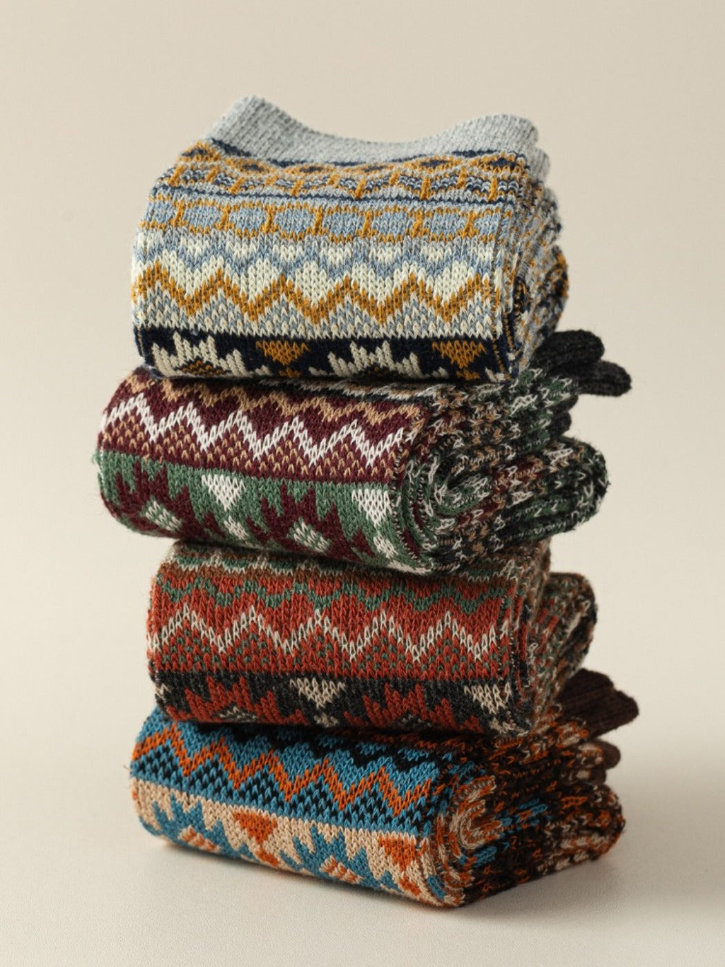 Rufia - Boho Retro Mid-Calf Winter Socks for Girls