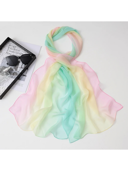 Scarvii - Gradient Color Block Sheer Scarf