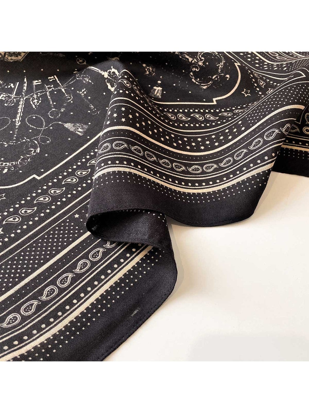 Scarvii - Muted Key Pattern Border Square Scarf